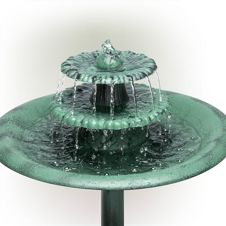 Alpine Corporation 3-Tier Vintage Pedestal Fountain Bird Bath, Green Alpine Corporation 3-Tier Vintage Pedestal Fountain Bird Bath, Green