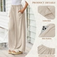thumbnail image 4 of TEMOFON Pants for Women Wide Leg Linen Pant Casual Palazzo Summer Flowy Pants with Pocket Apricot Drawstring Comfy Loose Lounge Pants L, 4 of 11