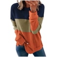 thumbnail image 2 of Tiqkatyck Plu Size Tops for Women, Women's Fashion Casual Long Sleeve Print Color Matching T Shirt Slim Top, Womens Tops Blue XXL, 2 of 4