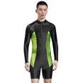 thumbnail image 2 of iiniim Men's Color Block Long Sleeve Surfing Swimsuit Zipper Bathing Suit Sun Protection Rash Guard Black S, 2 of 5