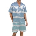 thumbnail image 1 of Men's Gradient Printed Satin Short Sleeve Button Up Pajama Loungewear Set for Comfortable Sleep and Relaxation at Home, 1 of 4