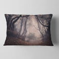 thumbnail image 2 of Designart Vintage Foggy Forest Trees - Landscape Photography Throw Pillow - 12x20, 2 of 5