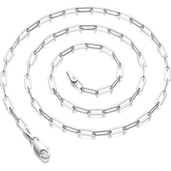 925 Sterling Silver Paperclip Lobster Clasp Chain 3Mm 4Mm 5Mm 6Mm 7Mm Necklace For Women Men Diamond Cut Silver Necklace Chain 16-30 Inches[o3941]