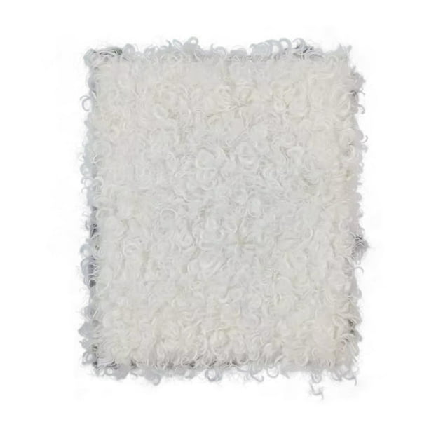 Tela Rizada, Piel Sintética, Tela Artesanal Suave, Piel Sintética, Felpa Rizada, Tela de Vellón Sintético para Decoración Del Hogar, Manualidades DIY Blanco