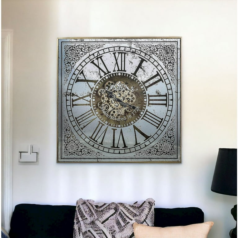 Silver And Gold Antique Style Square Wall Clock Silver And Gold Antique Style Square Wall Clock