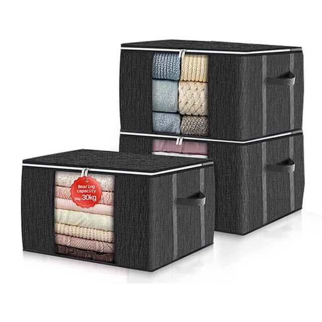 PENGXIANG Clothing Storage Bins with Lids with Reinforced Handles Containers for Bedding Quilts Clothing Jeans