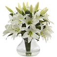 thumbnail image 1 of Nearly Natural 1434 Lily Silk Arrangement with Glass Vase, 1 of 3