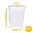 thumbnail image 3 of YBM Home Plastic Rattan Laundry Hamper Basket with Hinged Lid, Ventilation Holes, Durable, Lightweight Bin With Cutout Handles, Storage Dirty Clothes, Space Saver, 10.5" x 17.5" x 23.75", White, 3 of 3