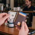 thumbnail image 6 of Buffway Slim Minimalist Front Pocket RFID Blocking Leather Wallets for Men and Women - Cross Coffee, 6 of 8