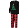 thumbnail image 3 of Pijamas navideños familiares a juego, camiseta de manga larga con estampado de árbol y pantalones a cuadros. Ropa de dormir para estar en casa., 3 of 9