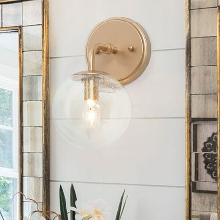 

Koini Modern Glam Gold Bathroom Vanity Lights Seeded Glass Globe Wall Sconces 1-light Under 12 Inches