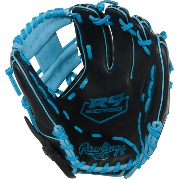 Rawlings R9 11.5-Inch Infield Glove | 31 Pattern | RHT | Black/Columbia Blue