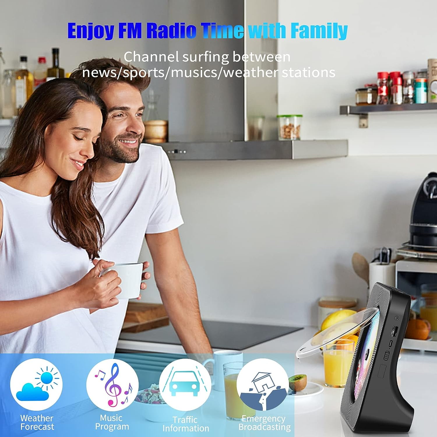 Qoosea CD Player Portable, Bluetooth CD Players for Home Desktop with HiFi Sound Speaker, FM Radio CD Music Player for Home with Remote Control Black