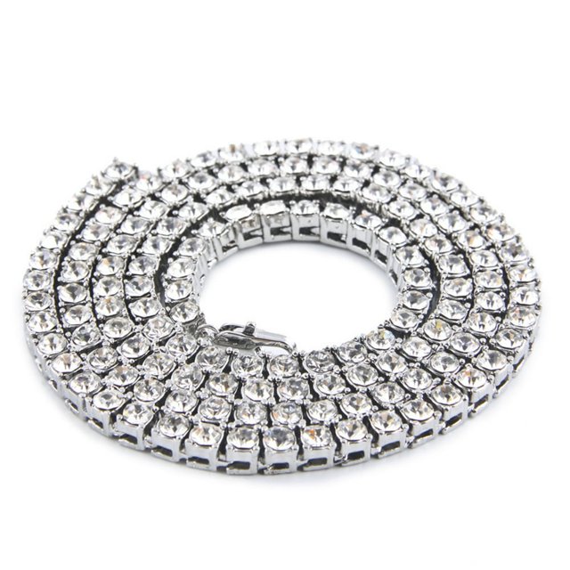 EIMELI Hommes Collier Créatif Hip Pop Simple Rangée Strass Décor Alliage Collier Chaîne Collier