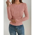 thumbnail image 3 of PRETTYGARDEN Women's Tops Fall Fashion Long Sleeve Crewneck Blouse Slim Fit Textured Basic Knit T Shirt Y2k Clothes, 3 of 9