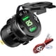 thumbnail image 1 of Cargador USB rápido para coche con dos puertos USB QC3.0, 12 V/24 V, 36 W, resistente al agua, con voltímetro digital LED para motocicleta, caravana, camión, barco y más (verde), 1 of 5