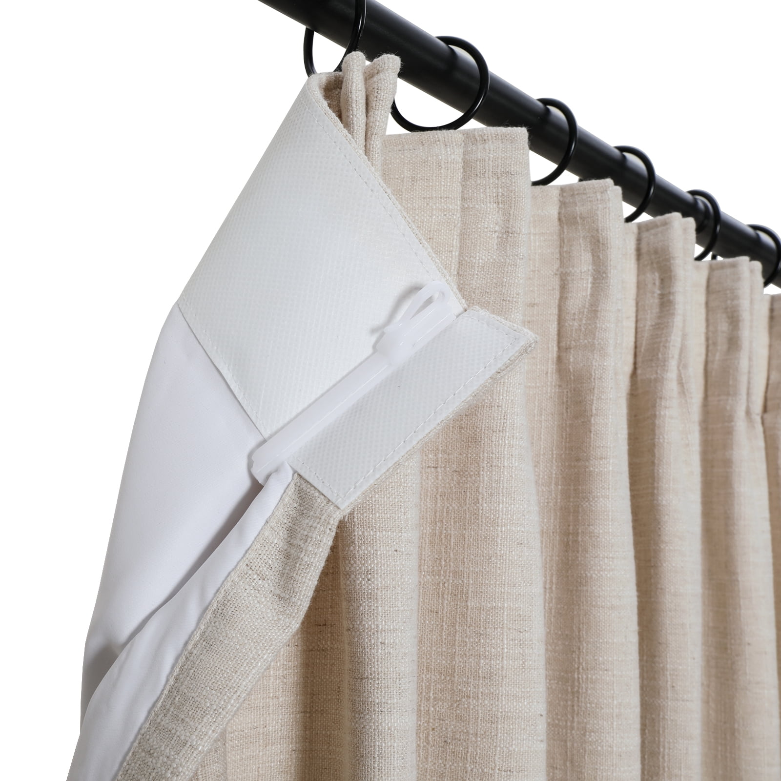 TWOPAGES Polyester Linen Curtain 72 W X 96 L Inch Pinch Pleat Header Room Darkening Privacy Protection Drape for Bedroom, 1 Panel, Burlywood Birch