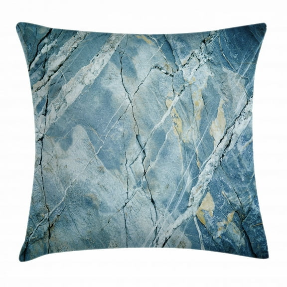 Marble Throw Pillow Cushion Cover, Exquisite Granite Stone Architecture Floor Artistic Nature Faded Rock Picture, Decorative Square Accent Pillow Case, 16 X 16 Inches, Light Blue Grey, by Ambesonne