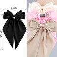thumbnail image 6 of CoCoMangos Women Girls Hair Accessories Gifts - Khaki Satin Coquette Bow, White Silky Bow, Brown Oversized Hair Clip Ribbons, Black Long Tail Barrettes (4Pcs), 6 of 9