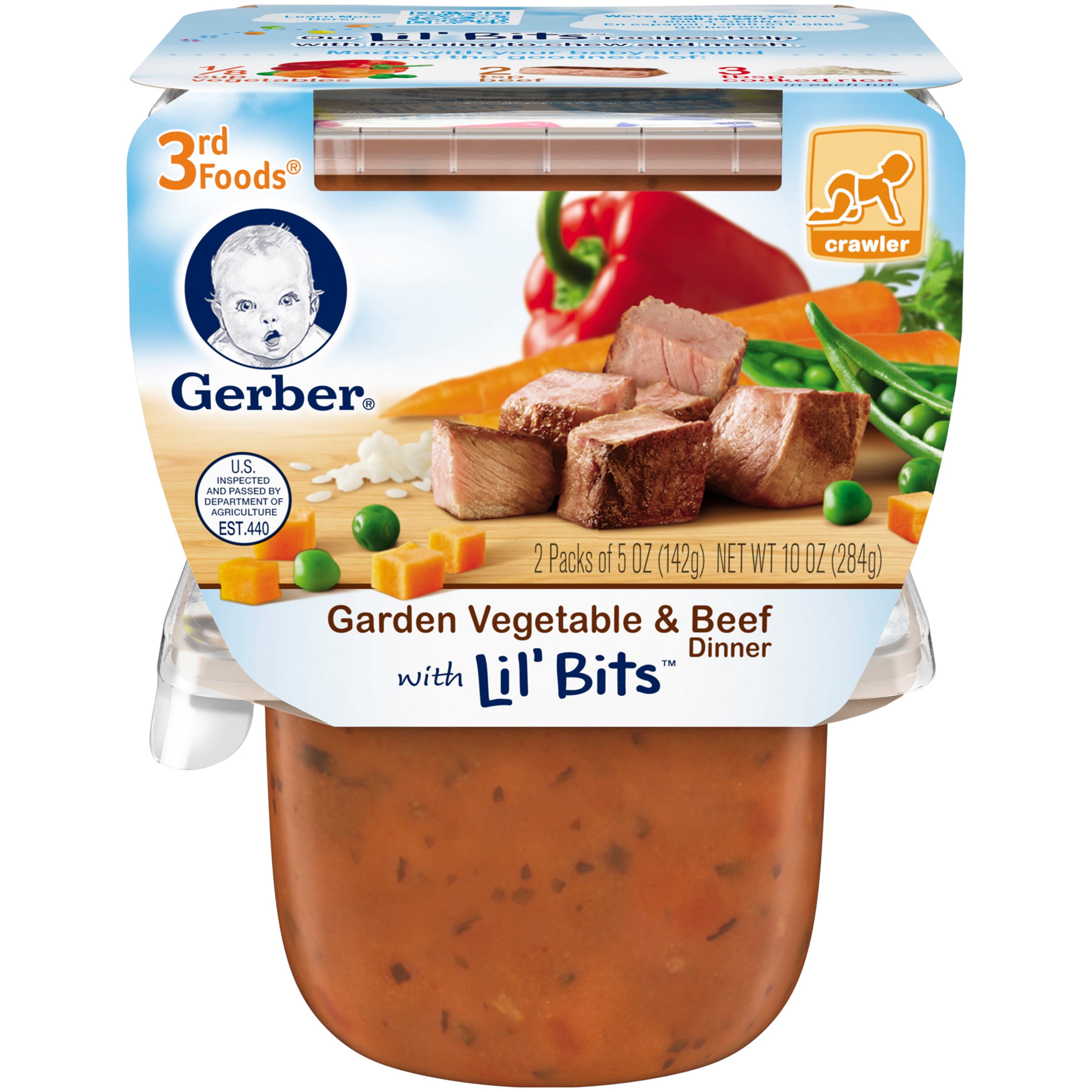 Gerber 3rd Foods Lil' Bits Garden Vegetable & Beef Dinner Baby Food, 5 oz Tubs, 2 Count... by GERBER 3RD FOODS
