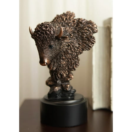 Ebros Rustic Southwestern American Bison Bust Electroplated Bronze Finish Statue