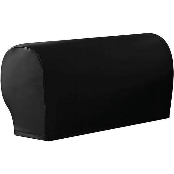 Nvzi Waterproof Faux Pu Leather Armrest Covers Vintage Stretch Arm Covers for Chairs Couch Sofa Armchair Slipcovers for Recliner Sofa 2pcs, Black