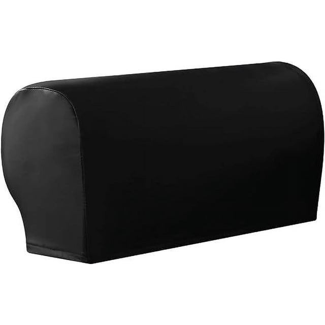 Nvzi Fundas de reposabrazos de piel sintética impermeables, fundas de reposabrazos elásticas vintage para sillas, sofás, sillones, fundas para sofás reclinables, 2 piezas, color negro