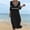 Black Dresses for Women, variant on Ygbgbb Women V‑Neck Hollow Lace Trim Maxi Dress, Three‑Quarter Sleeve Empire‑Waist Loose Flowy Dress for Summer Beach and Resort‑Style Outfits Black XL