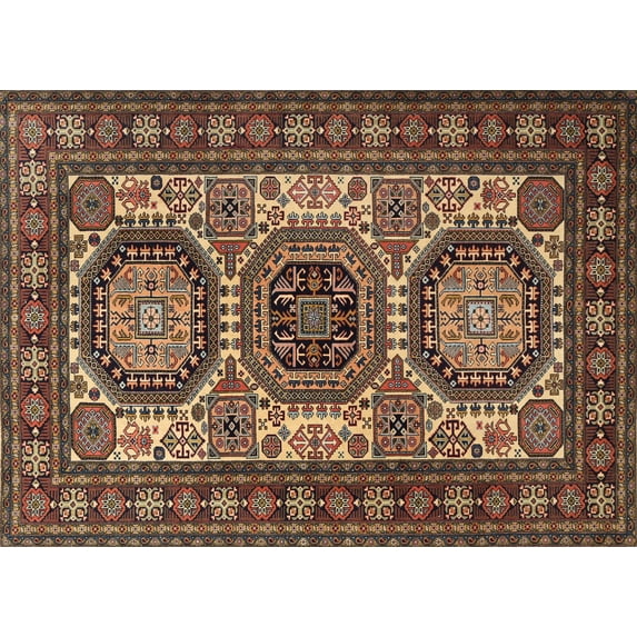 Ahgly Company Machine Washable Indoor Rectangle Traditional Bakers Brown Area Rugs, 7' x 9'