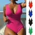thumbnail image 6 of TNOBHG Quick-drying Swimsuit Women Summer Monokini Deep V-neck Sleeveless Ribbed One-piece Swimsuit Breathable Solid Color Quick-drying Bathing Suit, 6 of 8