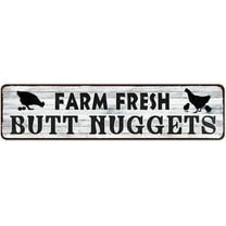 Farm Fresh Butt Nuggets Eggs Sign,Chicken Decor,Funny Hen House Coop Accessories or Rustic Kitchen Wall Art Plaque 4"x16"