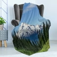 thumbnail image 4 of Mt Rainier Soft Flannel Fleece Throw Blanket, Calm Scene of Snowy Mountain Forest Trees and Grassy Recreation Photo USA, Cozy Plush for Indoor and Outdoor Use, 50" x 60", Multicolor, by Ambesonne, 4 of 5