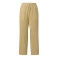 thumbnail image 4 of FengLS Women's Wide-Leg Pants Summer Lightweight Cotton-Linen Long Pants Drawstring Elastic Waist Pants Casual Solid Color Pockets Trousers, 4 of 9