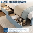 thumbnail image 3 of Twin LED Bed Frame, Kids Platform Bed with 2 Large Storage Drawers, Velvet Upholstered Princess Bed for Girls & Boys, Wooden Slats Support, No Box Spring Needed, Easy Assembly, 3 of 7