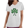 thumbnail image 3 of lcziwo St Patricks Day Scrub Tops for Women 2025 Fashion Shamrock Graphic Irish Shirts V Neck Short Sleeve Nursing Uniform Scrubs White M 50% Percent off Sales Today, 3 of 5