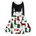 thumbnail image 4 of RKSTN Robes pour Femmes Robe Manches Longues Imprimé de Noël Patchwork en Fourrure Col en V Robe Rétro Ample, 4 of 4