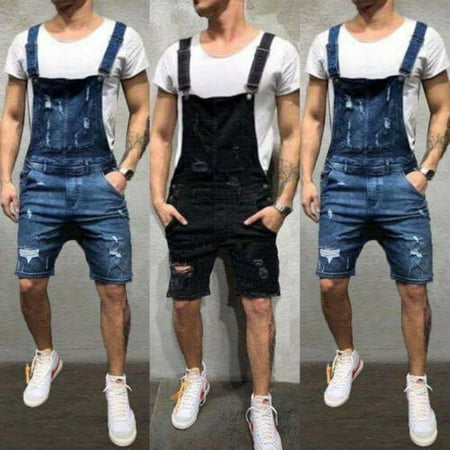 Men Overalls Short Suits One Piece Jeans Jumpsuits Trousers Denims ...