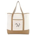 thumbnail image 2 of DALIX Women's Natural Tote Bag Shoulder Bags Brown With Monogram Letter W, 2 of 8