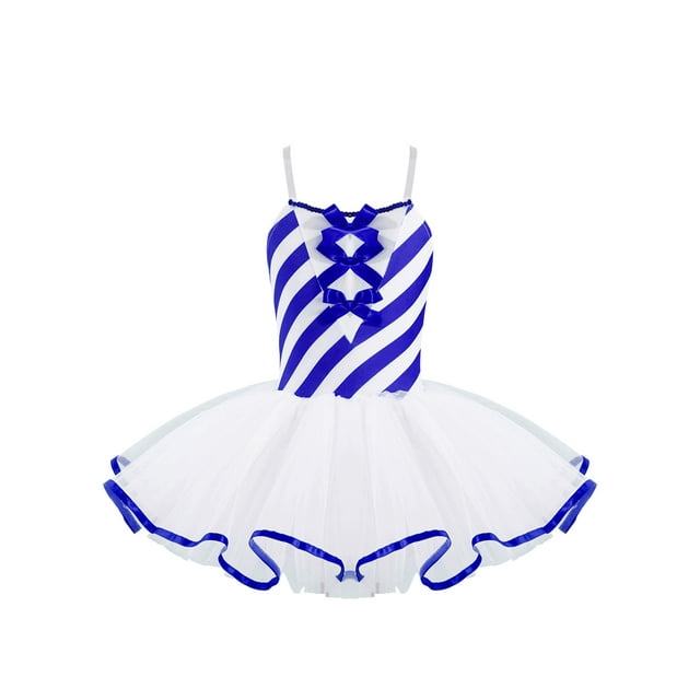 iiniim Robe de Danse de Noël pour Filles Canne de Bonbon Ballet Tutu Robe de Danse Patinage Artistique Bleu 12
