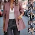 thumbnail image 2 of Women Suit Coat Notch Collar Long Sleeve Solid Color Casual Loose Fit Suit Jacket with Pockets Open Front Business Formal Outwear, 2 of 8