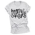 thumbnail image 1 of RKSTN Hauts pour Femmes Saint-Valentin Cœur Lettre Imprimée Mode Blouse Confortable Hauts Tempérament Couleur Unie Col Rond Manches Courtes, 1 of 5