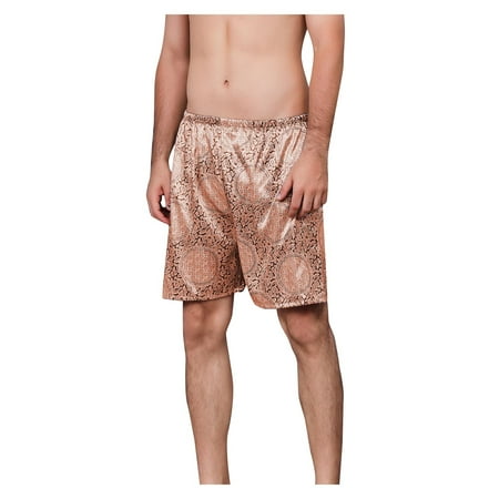 

Spftem Casual Loose Silk-inspired Print Pajamas Men s Quarter-length Shorts