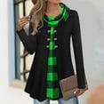 thumbnail image 2 of Lenpel Women's Tunic Tops Cowl Neck Long Sleeve Plaid Patchwork Plus Size Pullover Sweatshirts Fall Winter Clothes(Green,X-Large), 2 of 6