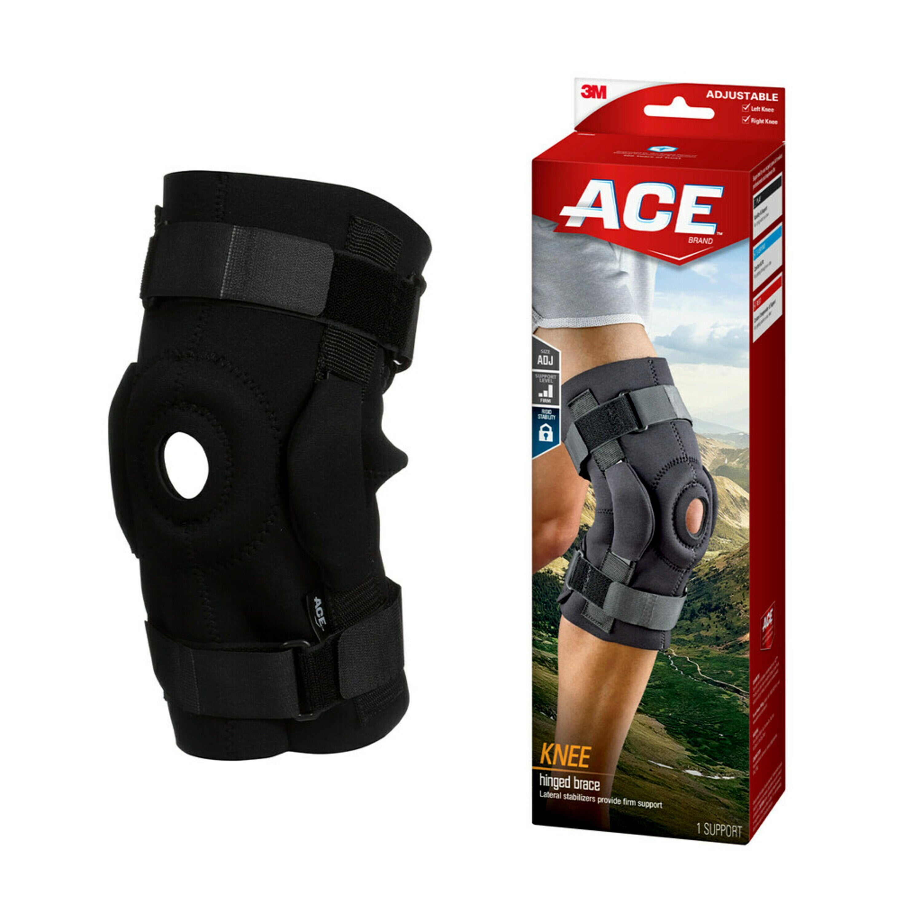 ACE Brand Stabilizing Hinged Knee Brace, Adjustable, Left or Right Knee