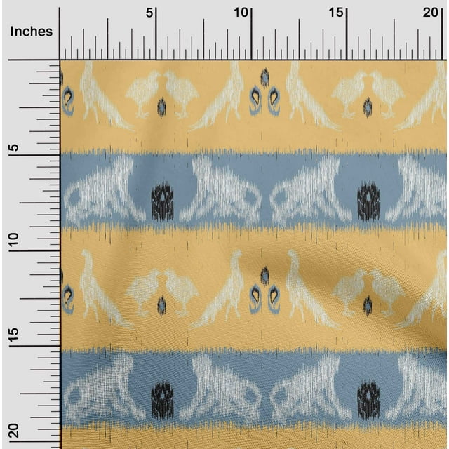 oneOone Cotton Poplin Fabric Stripe|Bird & Monkey Ikat Printed Craft Fabric BTY 56 Inch Wide