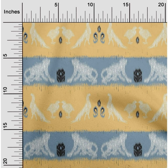 oneOone Organic Cotton Voile Fabric Stripe|Bird & Monkey Ikat Print Fabric By Yard 42 Inch Wide