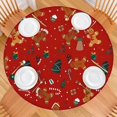 thumbnail image 2 of Red Christmas Gingerbread Man Pattern Round Fitted Tablecloth with Elastic Edge,Dining Table Cover Waterproof,Outdoor Round Tablecloth for Camping,Dining,Indoor and Outdoor, 2 of 7