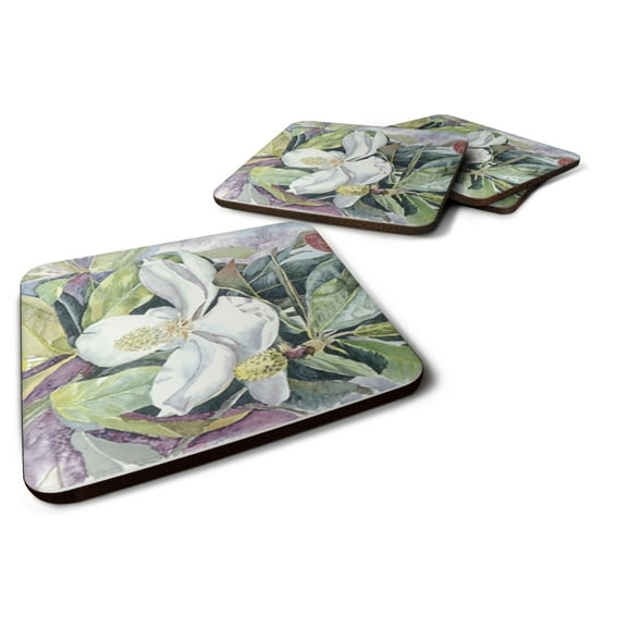 Carolines Treasures 8004FC Flower - Magnolia Foam Coaster Set of 4 3 1/2 x 3 1/2 multicolor