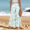 thumbnail image 4 of Womens Wide Leg Palazzo Pants Elastic High Waist Ties Ruffle Hem Baggy Trousers with Pockets Mint Green S, 4 of 4
