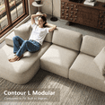 thumbnail image 6 of Goosea 107'' Modular Sectional Sofa with Chaise, Modern Woven Upholstery, Convertible L-Shaped Design, No Assembly Required for Living Room, White, 6 of 8